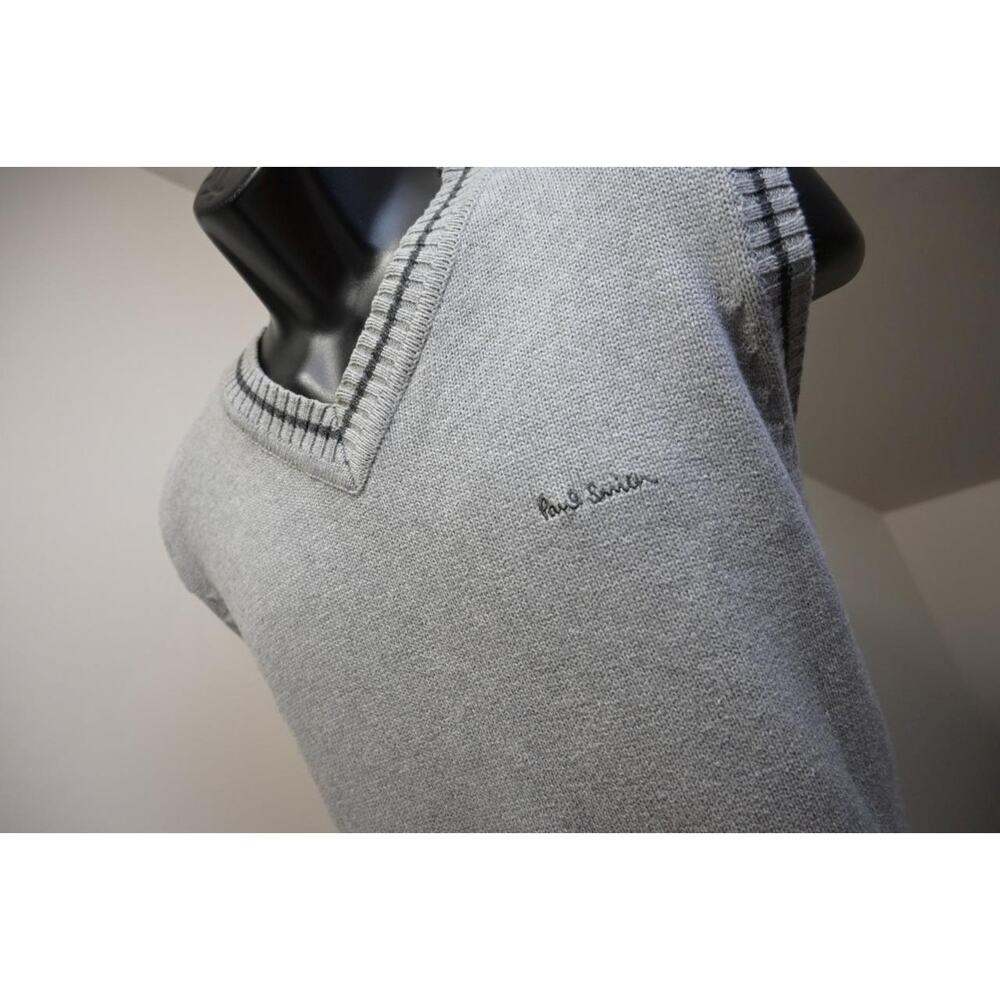 Paul Smith Knitted Vest Gray V‎ Neck Pullover Sweater Mens Size XL